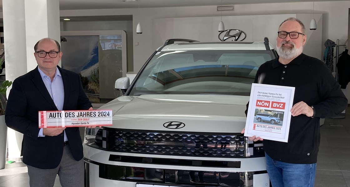 Hyundai Santa Fe gewinnt bei der NÖN / BVZ-Wahl „Auto des Jahres 2024“ in der Kategorie „der Coole“