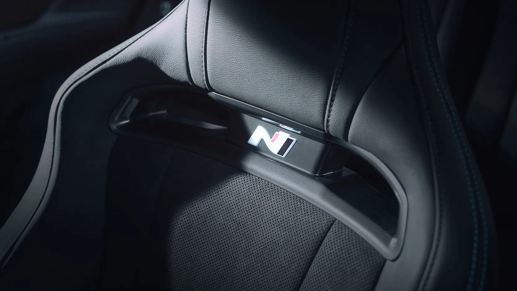 Hyundai IONIQ 6N Interior Seat Close Up N Logo CE N Built In N Light Sports Bucket Seat Front Lighting