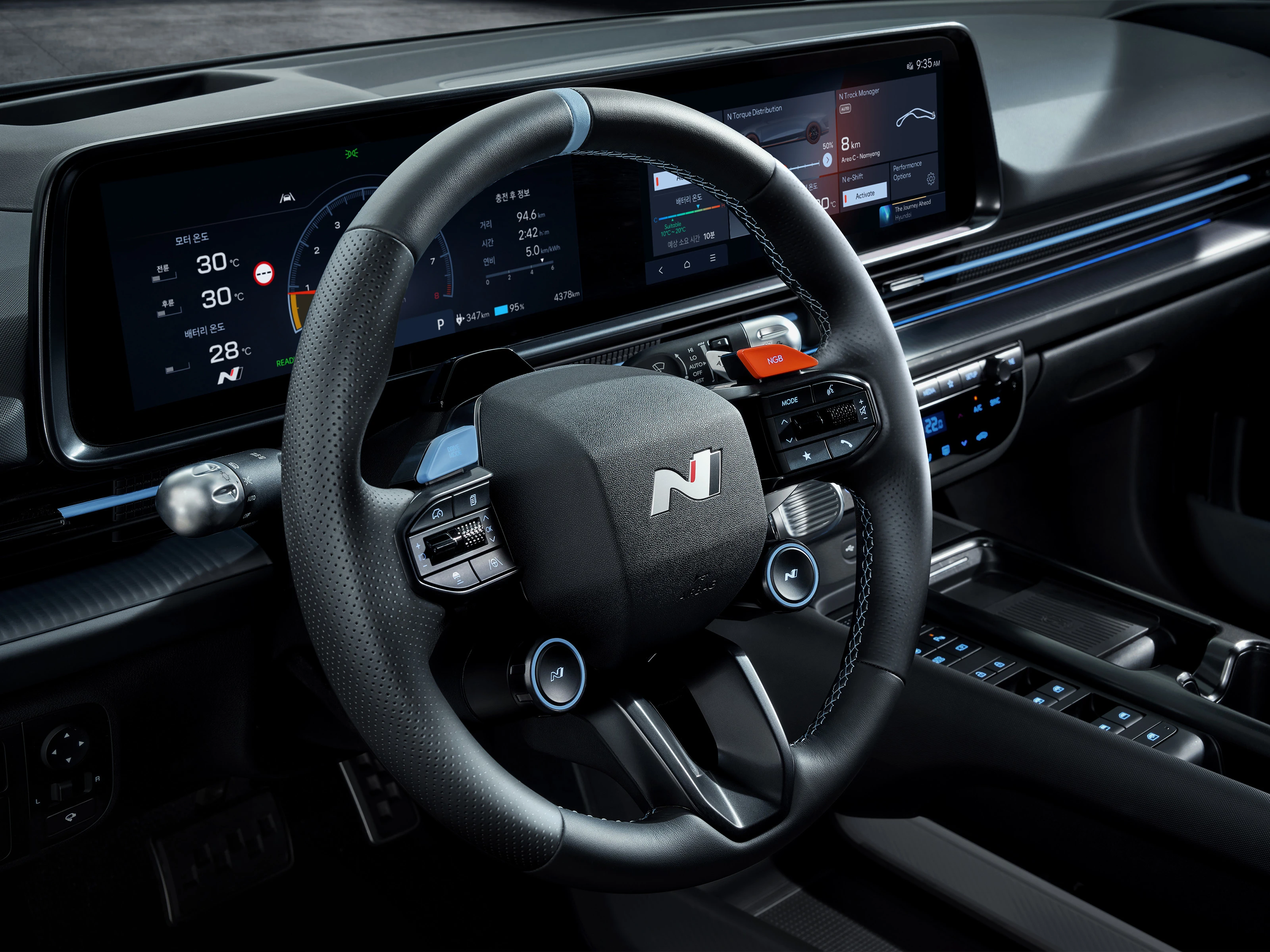 Hyundai IONIQ 6N Interior Close Up Steering Wheel CE N Built In Parsu Bio Steering Wheel