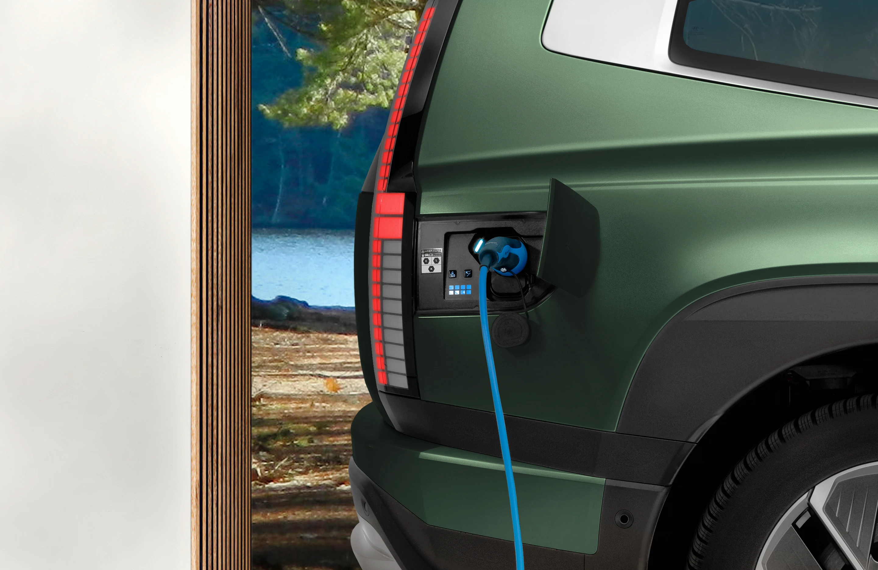 Hyundai IONIQ 9 Exterior Side Charging Cable Closeup 1383