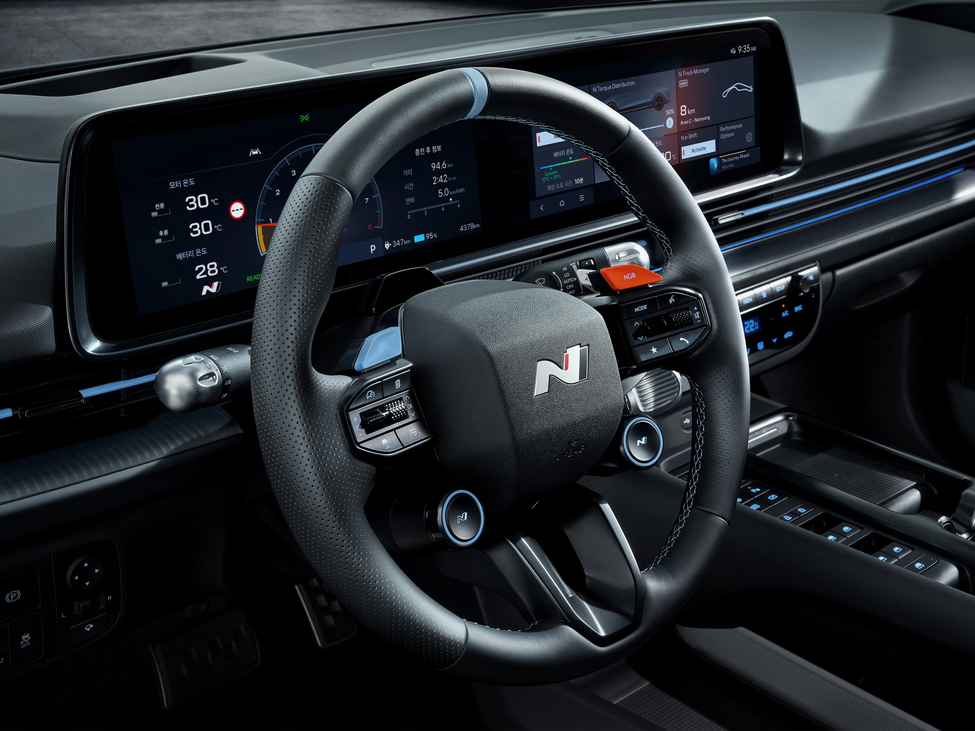 Hyundai IONIQ 6N Interior Close Up Steering Wheel CE N Built In Parsu Bio Steering Wheel